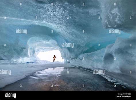 Ice cave on Lake Baikal in winter Stock Photo - Alamy