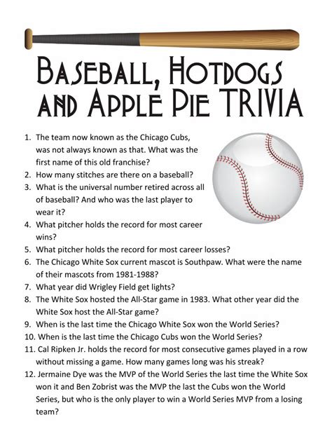 Trivia Questions Baseball