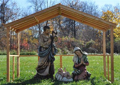 Large Outdoor Nativity Set with Wooden Stable | YonderStar