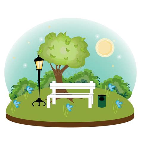 Night park stock vector. Illustration of bench, night - 25914601