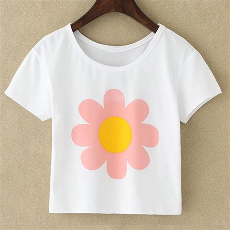 School Girls Short Shirts Summer Popular T Shirts Women Cute Short Sleeved Crop Top Cotton T ...