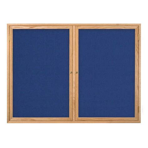 United Visual Products 42" x 32" Double Wood Enclosed Corkboard-Cobalt Accent Fabric backing ...