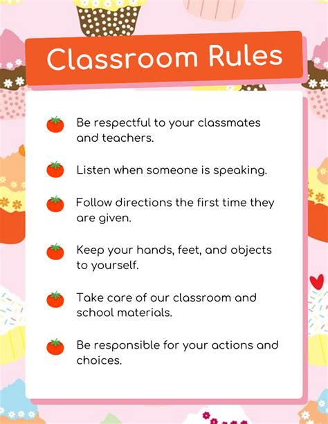 Pink Playful Classroom Rules Poster