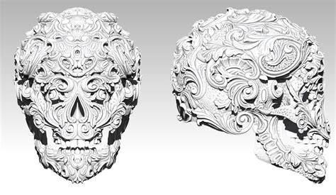 Carved pattern human man SKULL high detailed 3D model 3D printable | CGTrader