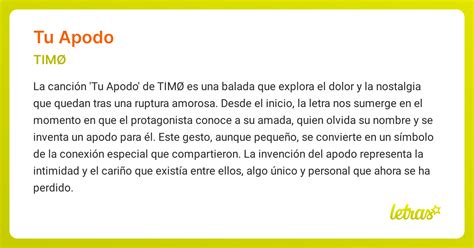 Significado de la canción TU APODO (TIMØ) - LETRAS.COM