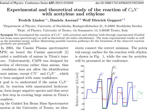 Potential energy surface for reaction C 3 N − with ethylene. Only ion... | Download Scientific ...