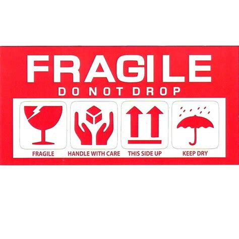 Red Fragile Warning Stickers For Safe Shipping Packing Of Goods With ...