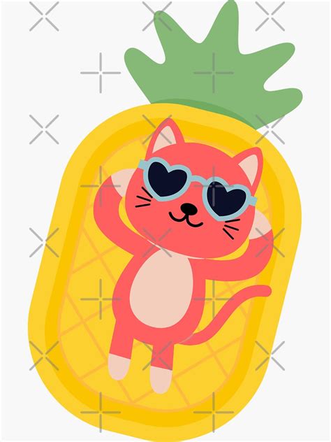 "Cat Wearing Sunglasses and Chilling Summer" Sticker by yestrendytees ...