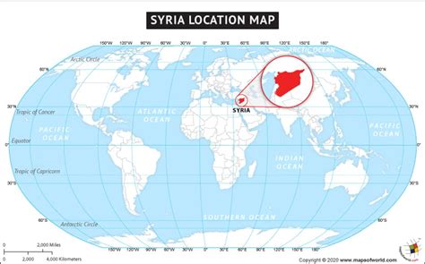 Where is Syria Located? Location map of Syria on a World Map