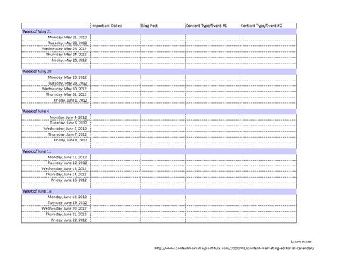 Content Calendar Excel - prntbl.concejomunicipaldechinu.gov.co