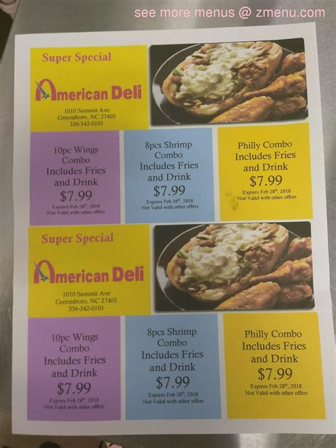 Online Menu of American Deli Restaurant, Greensboro, North Carolina ...