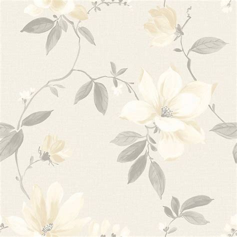 Magnolia Cream Floral Wallpaper | DIY at B&Q | Magnolia wallpaper ...