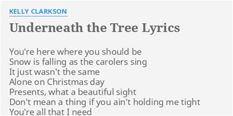 "UNDERNEATH THE TREE" LYRICS by KELLY CLARKSON: You're here where you...