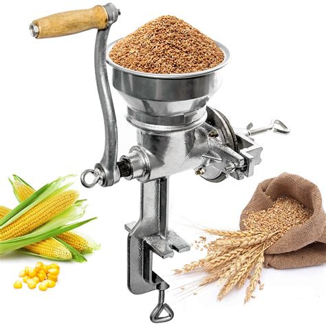 Biltek Professional Manual Grain Grinder - Table Clamp Corn Mill with Hopper, Cast Iron- Buy ...