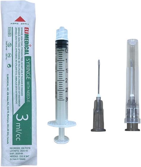 Amazon.com: Elimedical Veterinary Syringe with Needle, Luer Slip 3cc ...