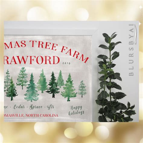 Custom family name art print - Rustic Christmas tree farm print with custom family name ...