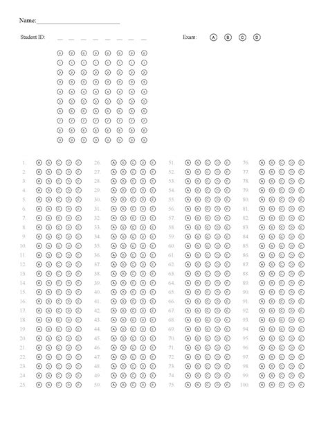 100 Question Test Answer Sheet with 4 Versions · Remark Software