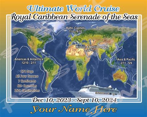 CUSTOM MADE Royal Caribbean Ultimate World Cruise MAGNET 8x10 Map - Etsy