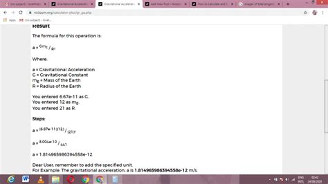 Find Gravitational Acceleration Calculator