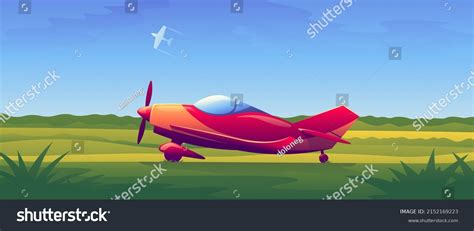 Cartoon Aircraft Transport Summer Illustration On Stock Vector (Royalty Free) 2152169223 ...