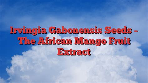 Irvingia Gabonensis Seeds – The African Mango Fruit Extract – Ghana ...