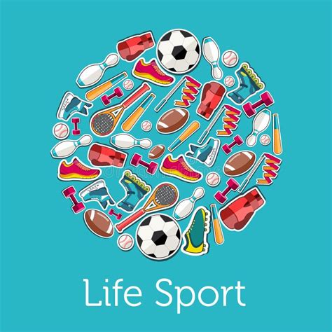 Circular Concept Sports Equipment Sticker Stock Illustrations – 36 ...