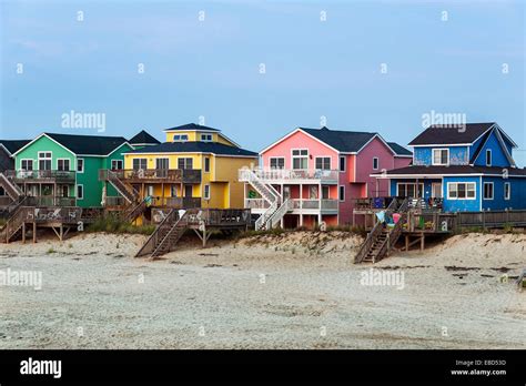 Waterfront Beach houses, Nags Head, OBX, Outer Banks, North Carolina, USA Stock Photo - Alamy