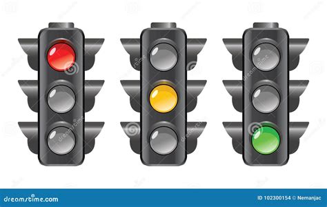 Traffic Lights Red, Yellow and Green Light Stock Vector - Illustration ...