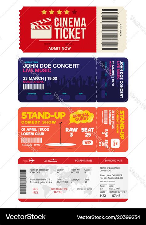 Concert and stand up comedy show tickets cinema Vector Image