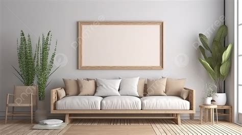 Natural Wooden Living Room Background, 3d Rendering Empty Wood Frame ...