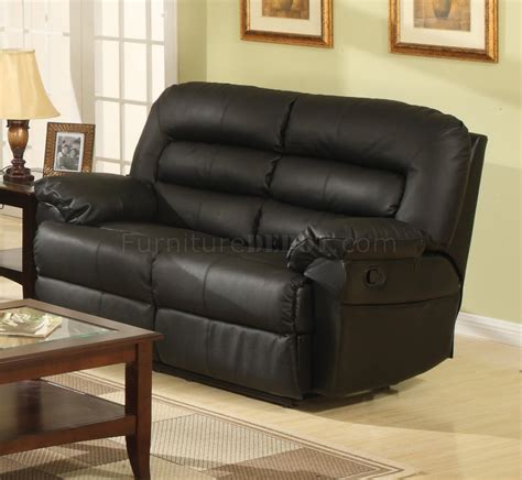 Black Bonded Full Leather Modern Reclining Sofa w/Optional Items