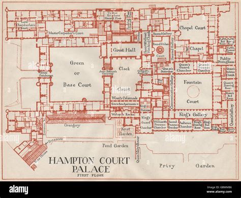 HAMPTON COURT PALACE. Vintage plan. First floor. London, 1927 vintage ...