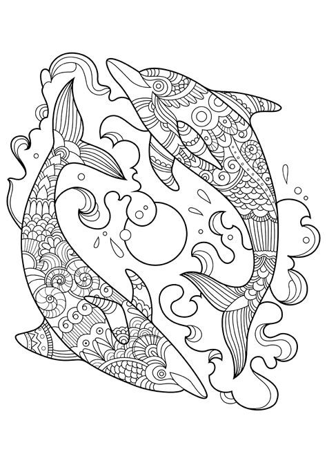 Dolphins to color for children - Funny Dolphins coloring page. From the gallery : Dolp ...