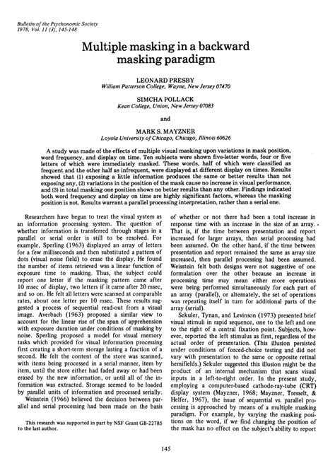 (PDF) Multiple masking in a backward masking paradigm