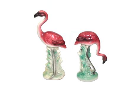 Vintage Pink Flamingos Ceramic Pink Flamingo Statues A Pair of | Etsy ...