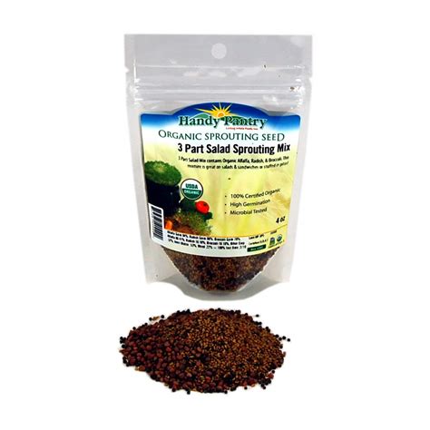 3 Part Organic Sprouting Salad Mix -Seeds For Growing Sprouts - 4 Oz - Sage Garden Health