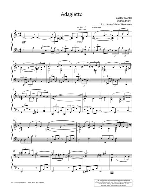 Gustav Mahler "Adagietto (from Symphony No. 5, 4th Movement)" Sheet Music Notes | Download ...