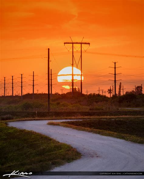 Sunset 20 Mile Bend Electric Poles at Wellington Palm beach Coun | HDR ...