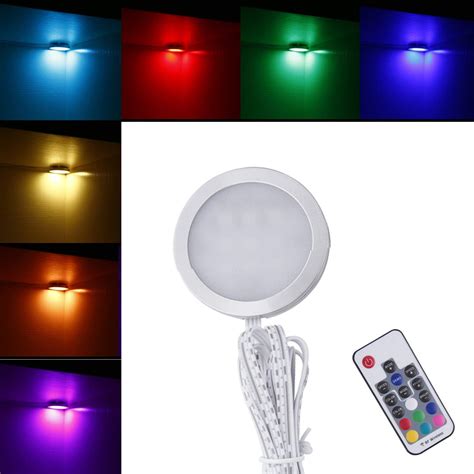 AIBOO RGB Color Changing LED Under Cabinet Lighting Kit 6 Packs Aluminum Slim Cabinet LED Puck ...