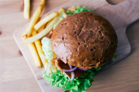 Delicious vegan burger and fries | Free Stock Image - Barnimages