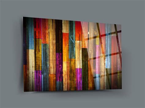 Colorful Wood Plank Tempered Glass Wall Art — Homebnc