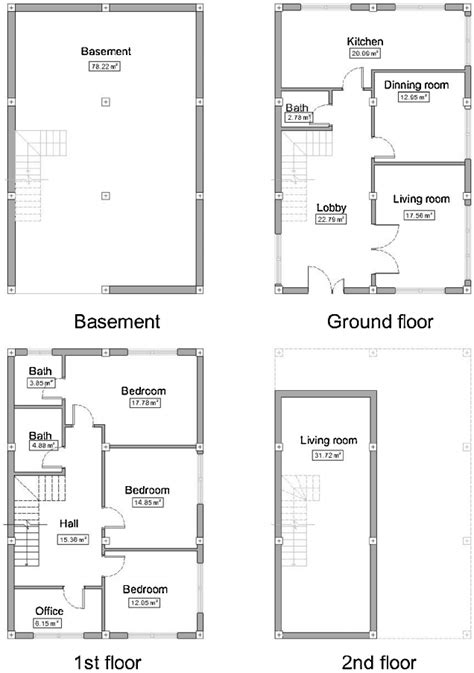 Floor plan of a typical single-family detached house. | Download ...