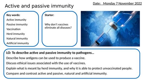 AS/A2-Level AQA Biology Active Passive Natural Artificial Herd Immunity Vaccination Full Lesson ...