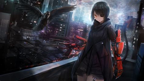 Wallpaper 4k Anime Cyberpunk 4k Anime Cyberpunk Girl Sci Fi Crow ...