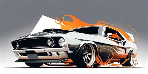 Premium AI Image | A drawing of a car with flames on the side and the ...