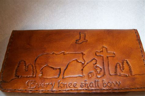 Buy Hand Made Custom Leather Checkbook Cover With Kneeling Cowboy, made ...