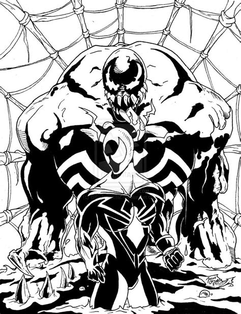 Black and white drawing of Venom | Spiderman coloring, Black and white ...