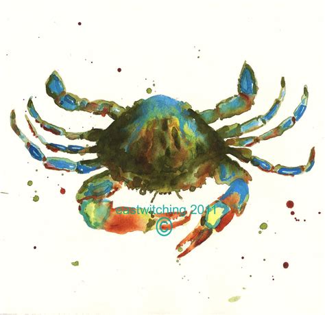 CRAB watercolor print 8x10inches Maine Man by eastwitching, $16.00 | Crab painting, Crab art ...