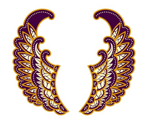 Javanese culture of floral ornament illustration. Wings shape ...