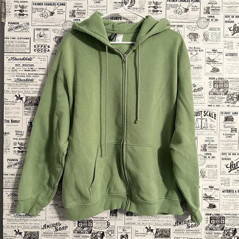 green zip up hoodie -size large - Depop